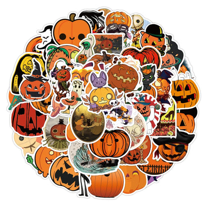 50PCS Halloween Pumpkin Graffiti Sticker Laptop Guitar Luggage Skateboard Bike Waterproof Sticker