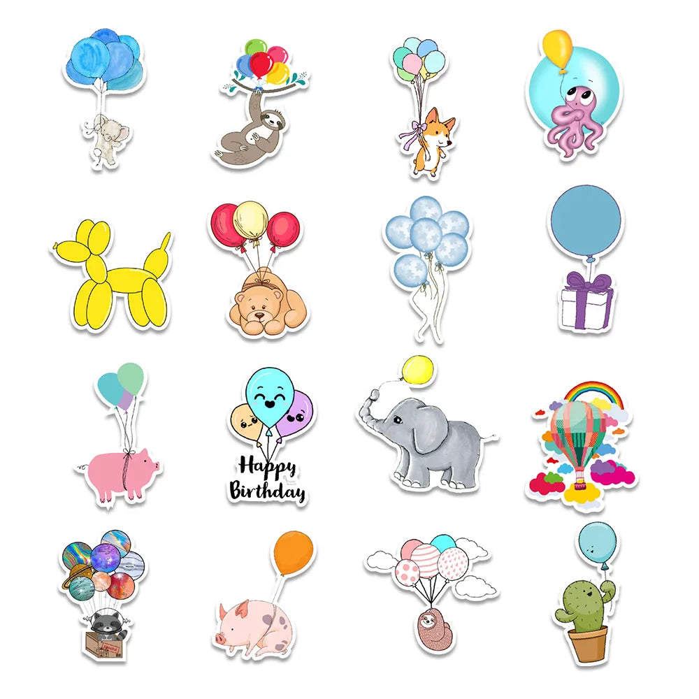 50PCS Cartoon Balloon Sticker Computer Notebook Mobile Phone Water Cup Sticker Waterproof Sticker