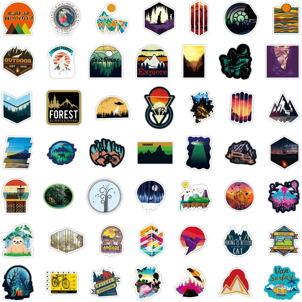 50PCS Outdoor Travel Small Fresh Stickers Skateboard Laptop Graffiti Waterproof Stickers Children's Toys