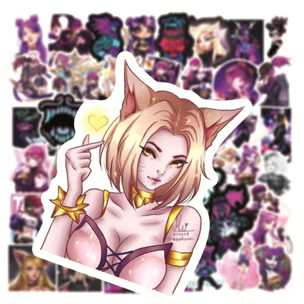 50PCS LOL Game KDA Graffiti Waterproof Sticker Suitcase Notebook Skateboard Refrigerator Stationery Box Water Cup