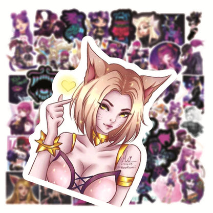 50PCS LOL Game KDA Graffiti Waterproof Sticker Suitcase Notebook Skateboard Refrigerator Stationery Box Water Cup