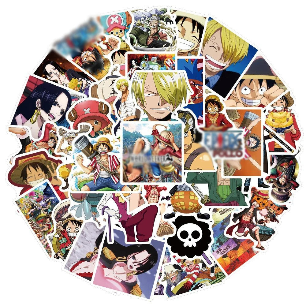 50PCS Anime Pirate Mania Action Graffiti Sticker Computer Luggage Skateboard Waterproof Removable Sticker