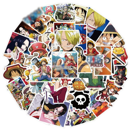 50PCS Anime Pirate Mania Action Graffiti Sticker Computer Luggage Skateboard Waterproof Removable Sticker