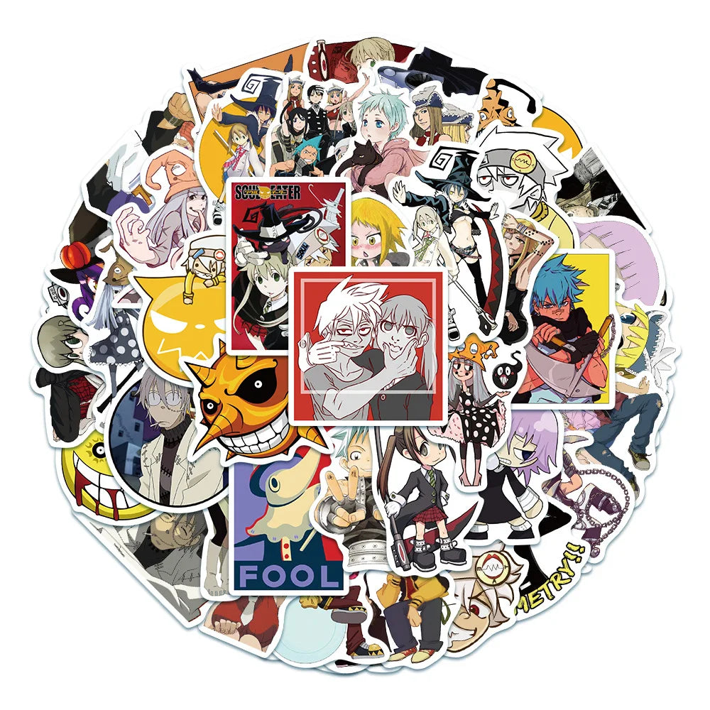 50PCS Anime Soul Eater Character Graffiti Sticker Decoration Luggage Motorcycle Case Laptop Waterproof Toy