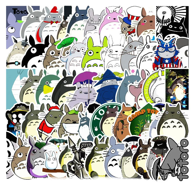 50PCS cartoon cute My Neighbor Totoro stickers, personalized DIY luggage, phone cases, tablet computers, motorcycle and car waterproof decorative stickers toys