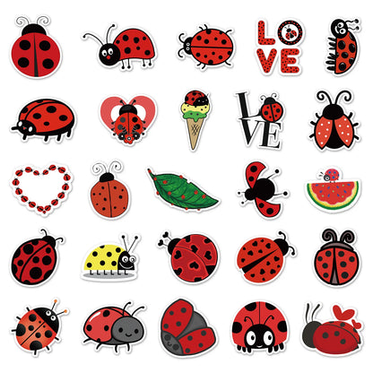 50PCS Cute Seven Star Ladybug Personality Fun Skateboard Trolley Case Bike Scooter Water Cup Waterproof Sticker