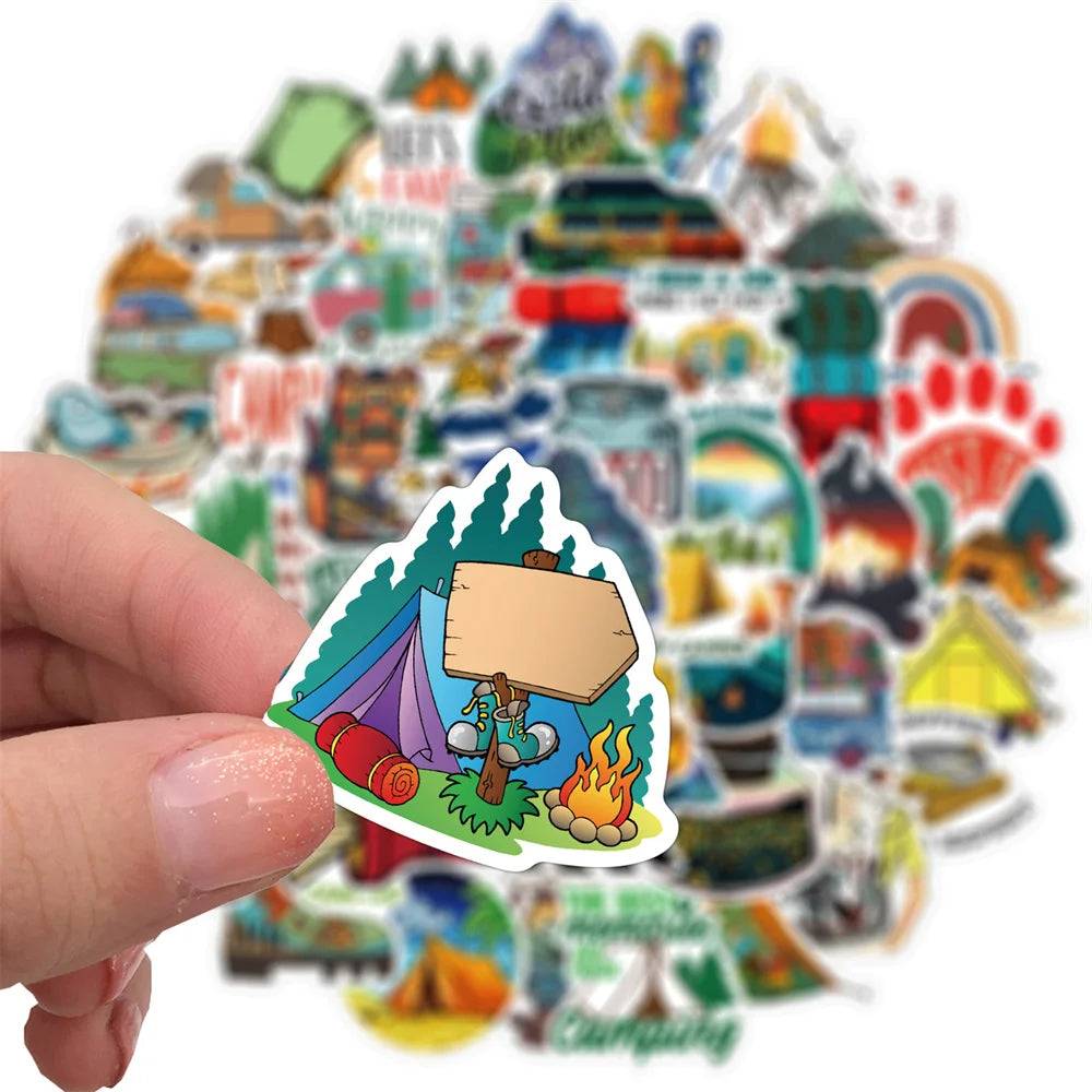 50PCS New Outdoor Camping Graffiti Stickers Luggage Motorcycle Trolley Case Laptop Waterproof Stickers