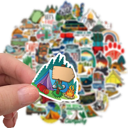 50PCS New Outdoor Camping Graffiti Stickers Luggage Motorcycle Trolley Case Laptop Waterproof Stickers
