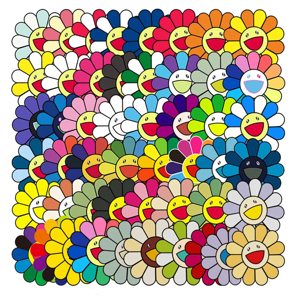 50PCS Sunflower Creative Trend Personalized Decoration Graffiti Waterproof Sticker Notebook Refrigerator WaterCup