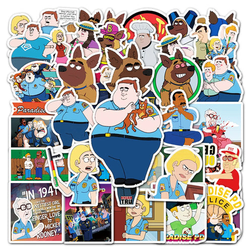 50PCS Paradise Town Police Station Cartoon INS Wind Sticker Laptop Luggage Scooter DIY Decorative Sticker