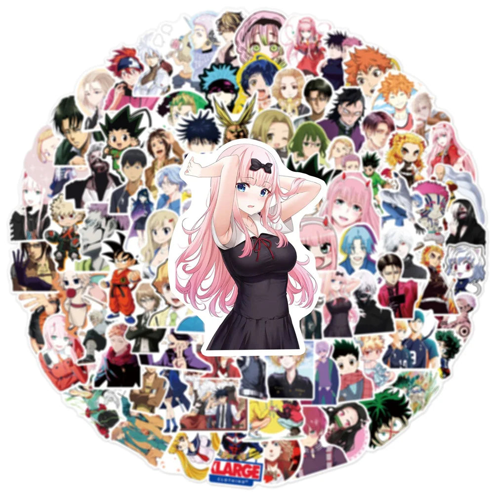 50PCS Cartoon Japanese Anime Mixed Sticker Graffiti/Volleyball Junior/Zero Two/Guitar Bike Skateboard Sticker