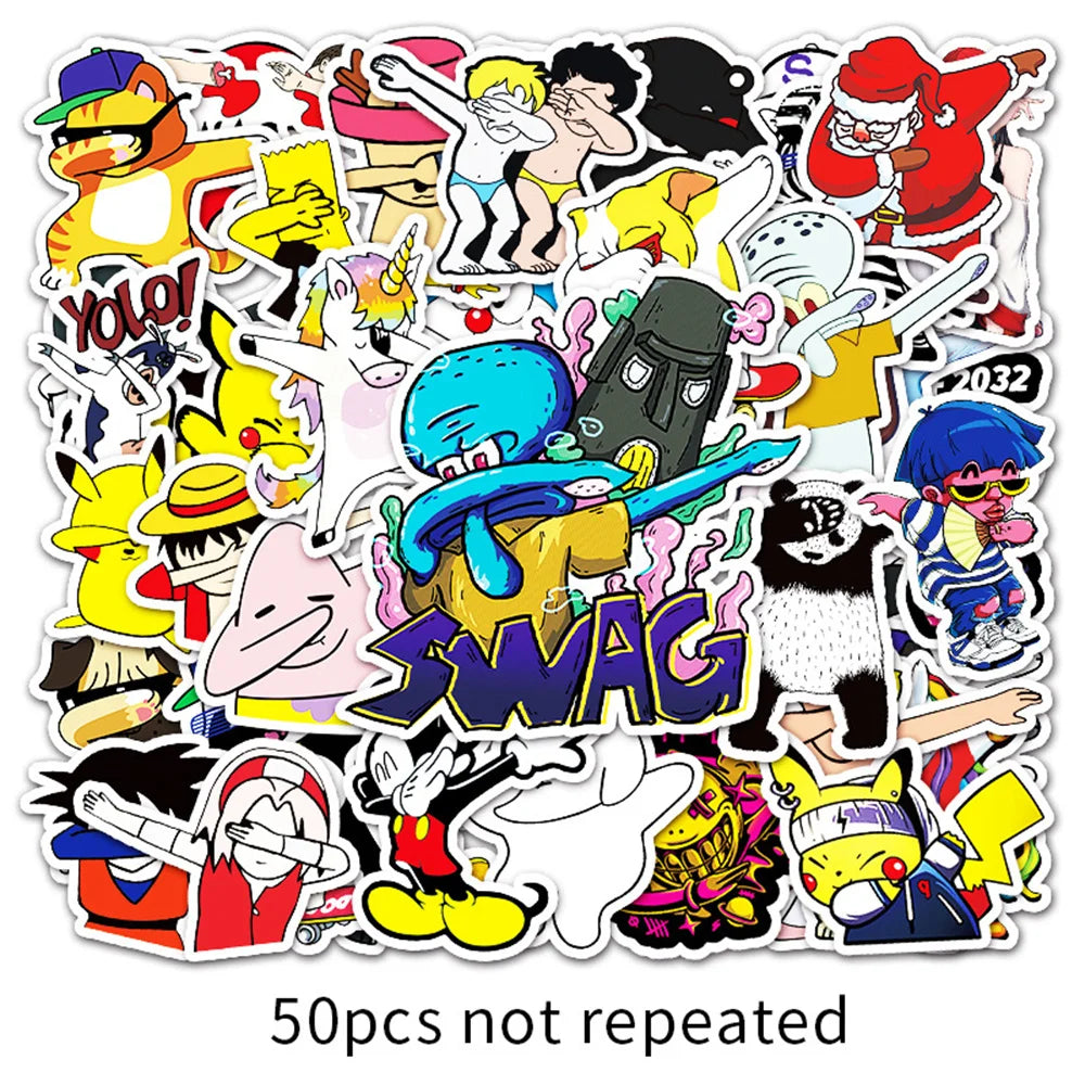 50PCS New Cartoon Animated Image Cover Face Gesture Graffiti Decoration Luggage Waterproof Sticker
