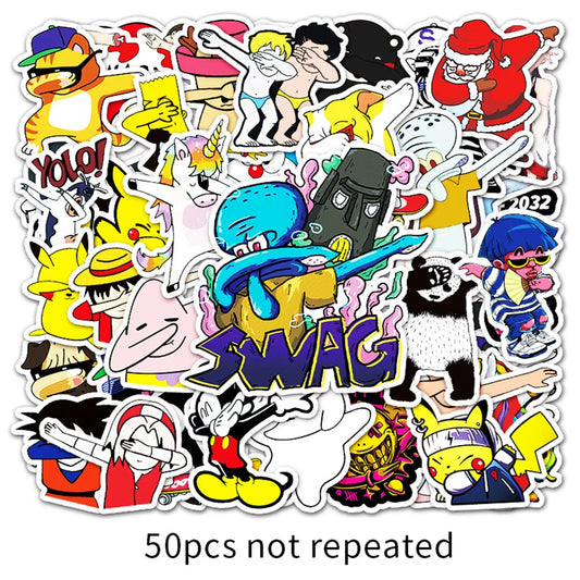 50PCS New Cartoon Animated Image Cover Face Gesture Graffiti Decoration Luggage Waterproof Sticker