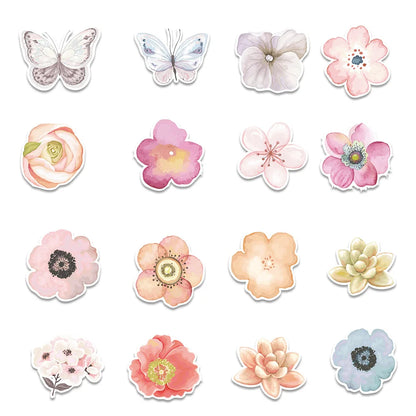 50PCS of plant and flower series decorative style graffiti stickers, personalized, fashionable and creative DIY exquisite decorative decal cups, helmets, skateboard popular sticker toys