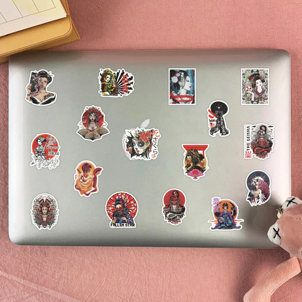 50PCS Color Geisha New Art Graffiti Stickers Waterproof Removable Car Trunk Water Cup Stickers