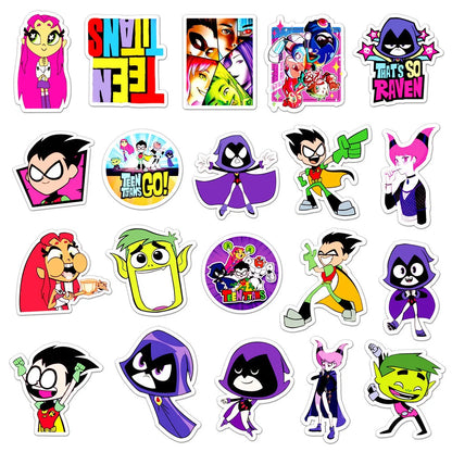 50PCS Cartoon Comics Teen Titans Strike Graffiti Stickers Personalized Fashion Creative DIY Beautifully Trendy Decorative Decals Toys for Luggage Refrigerator Skateboards Water Cups Popular Stickers