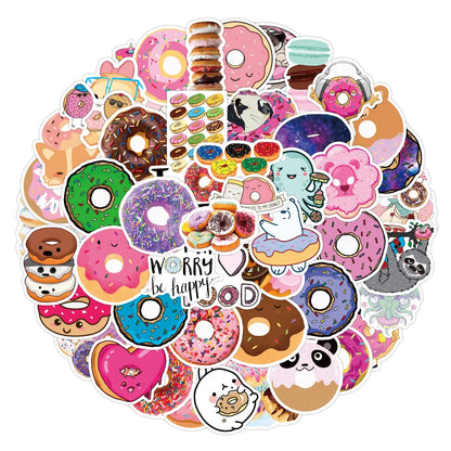 50PCS Donut Series Graffiti Sticker Waterproof Luggage Laptop Scooter Water Cup Refrigerator Sticker