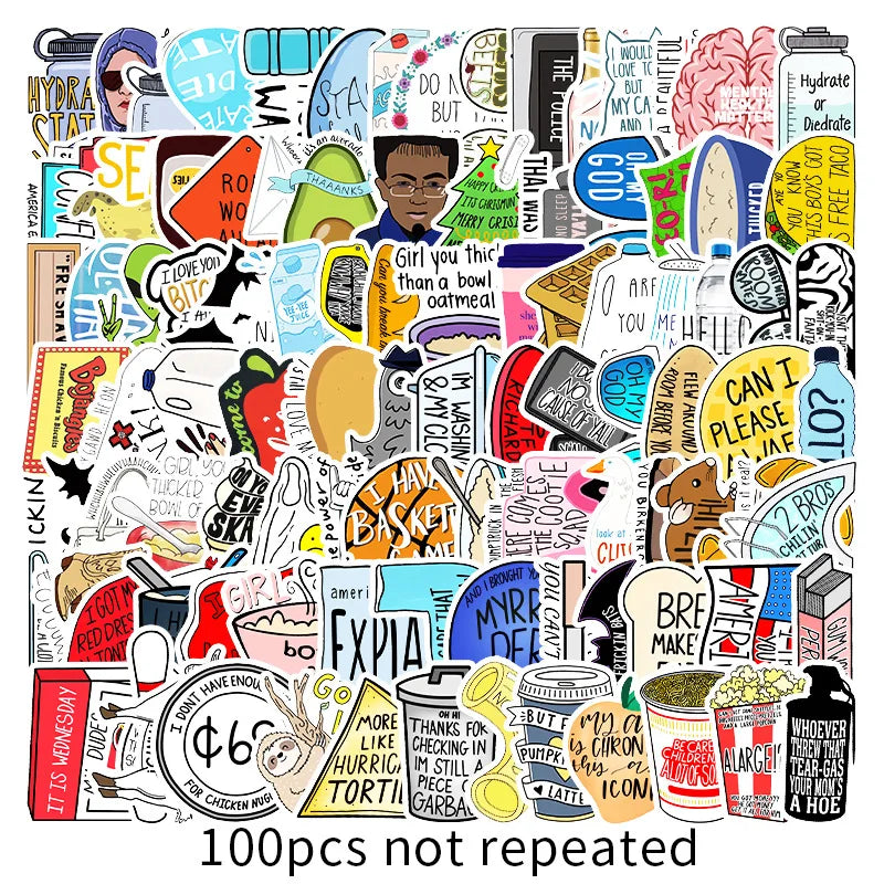 50 pieces of non-repetitive vine graffiti stickers, personalized DIY luggage, car, phone case, laptop, waterproof bathroom decoration sticker toys