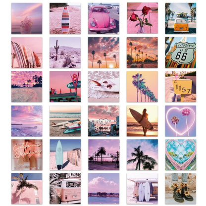 50PCS New California Sunshine Pink Series Healing Landscape Graffiti Decoration Luggage Guitar Waterproof Sticker