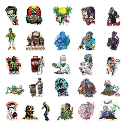 50PCS Zombie Graffiti Sticker Personality Horror DIY Handbook Notebook Skateboard Luggage Sticker