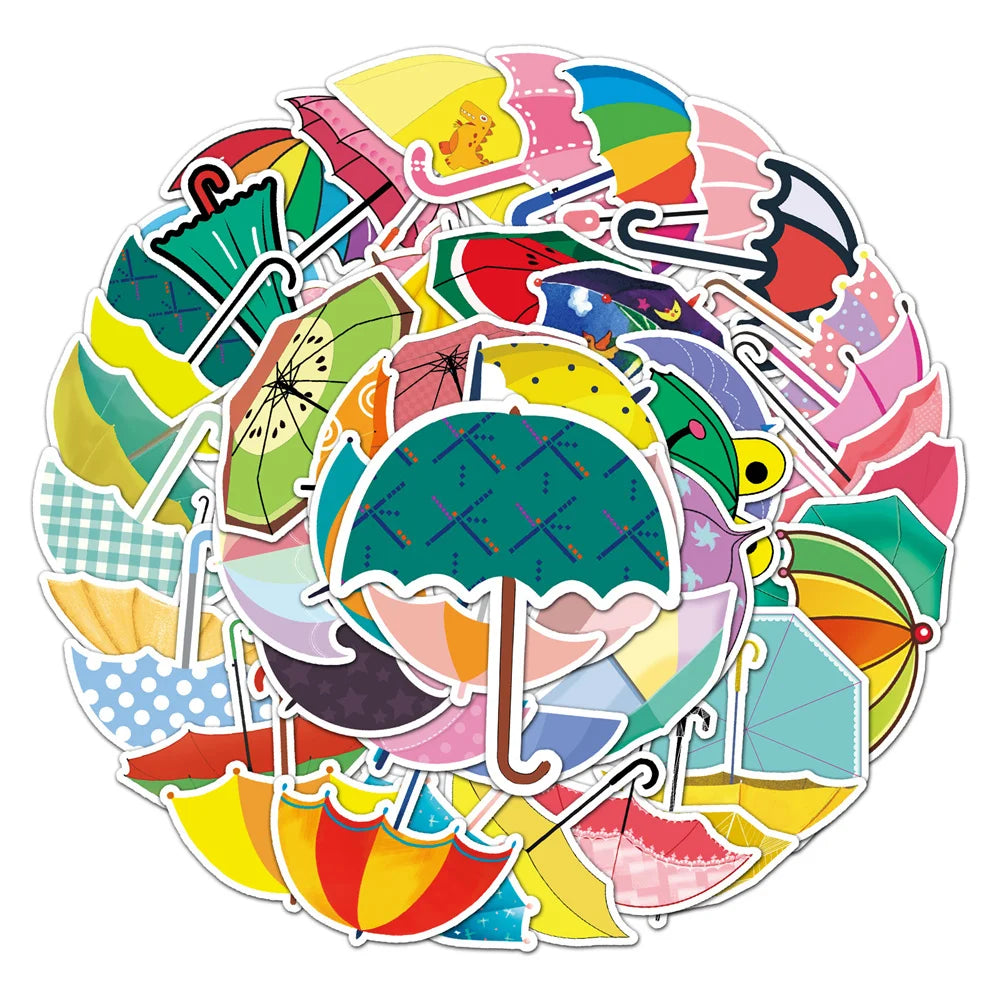 50PCS Umbrella Creative Waterproof Graffiti Stickers Luggage Car Tablet Car Cartoon Decorative Stickers