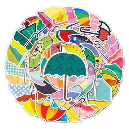 50PCS Umbrella Creative Waterproof Graffiti Stickers Luggage Car Tablet Car Cartoon Decorative Stickers