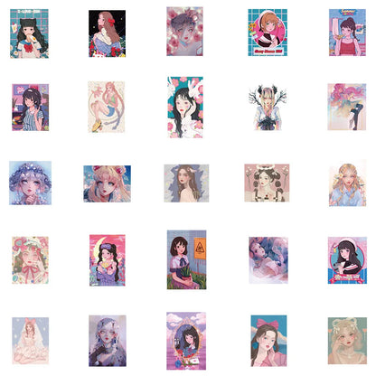 50PCS Cartoon Candy Girl Heart Comic Style Cute Creative Sticker Sticker Scrapbook Suitcase Phone Sticker