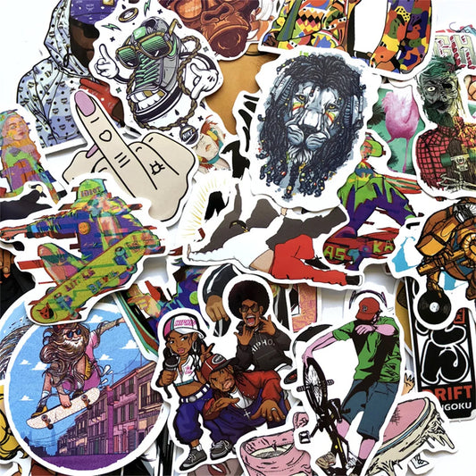 50PCS Hip-hop Style Rap Skateboarding Graffiti Stickers Waterproof Trolley Case Skateboard Stickers