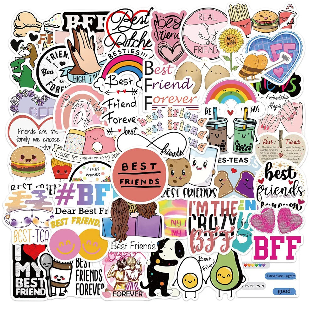 50PCS Cartoon Friendship Popular Waterproof Graffiti Sticker Suitcase Notebook Mobile Phone Water CupRefrigerator
