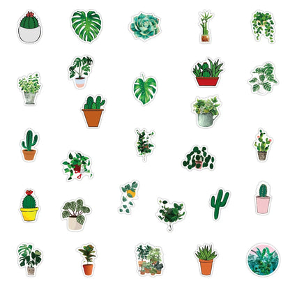 50PCS Green Plant Graffiti Sticker Waterproof Luggage Laptop Scooter Computer Refrigerator Water Cup Sticker