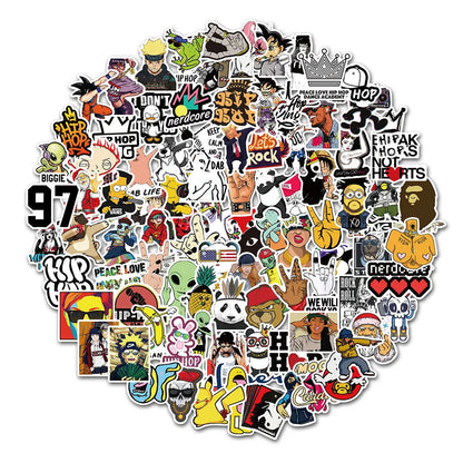 50PCS     FunnyHip Hop Cartoon Graffiti Waterproof Sticker Suitcase Notebook Refrigerator Skateboard Helmet WaterCup