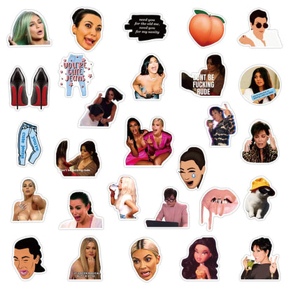 50PCS European and American Star Kardashian Graffiti Sticker Waterproof Suitcase Notebook Refrigerator Children's