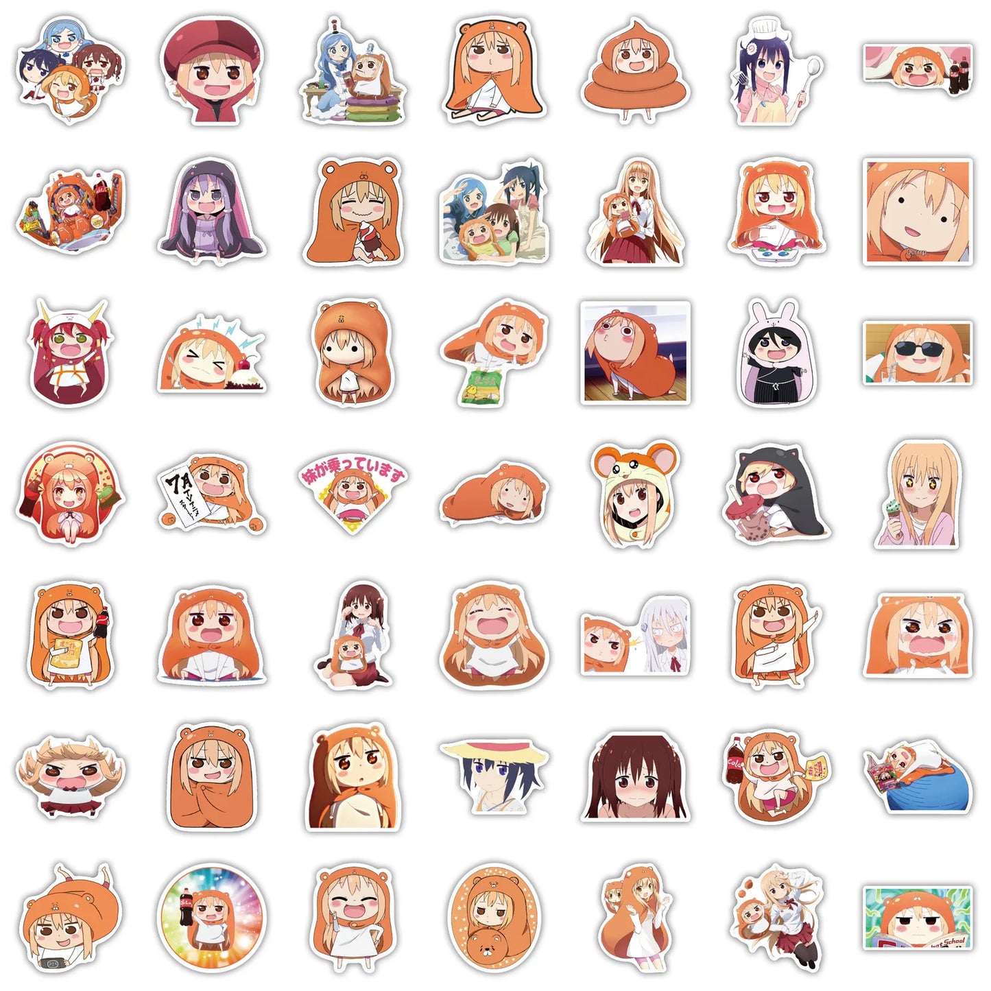50PCS Cartoon Japanese comic Chimaimei Boo character decorative style graffiti stickers, personalized fashion creative trend DIY exquisite decorative decal cups, helmets, skateboard popular sticker toys