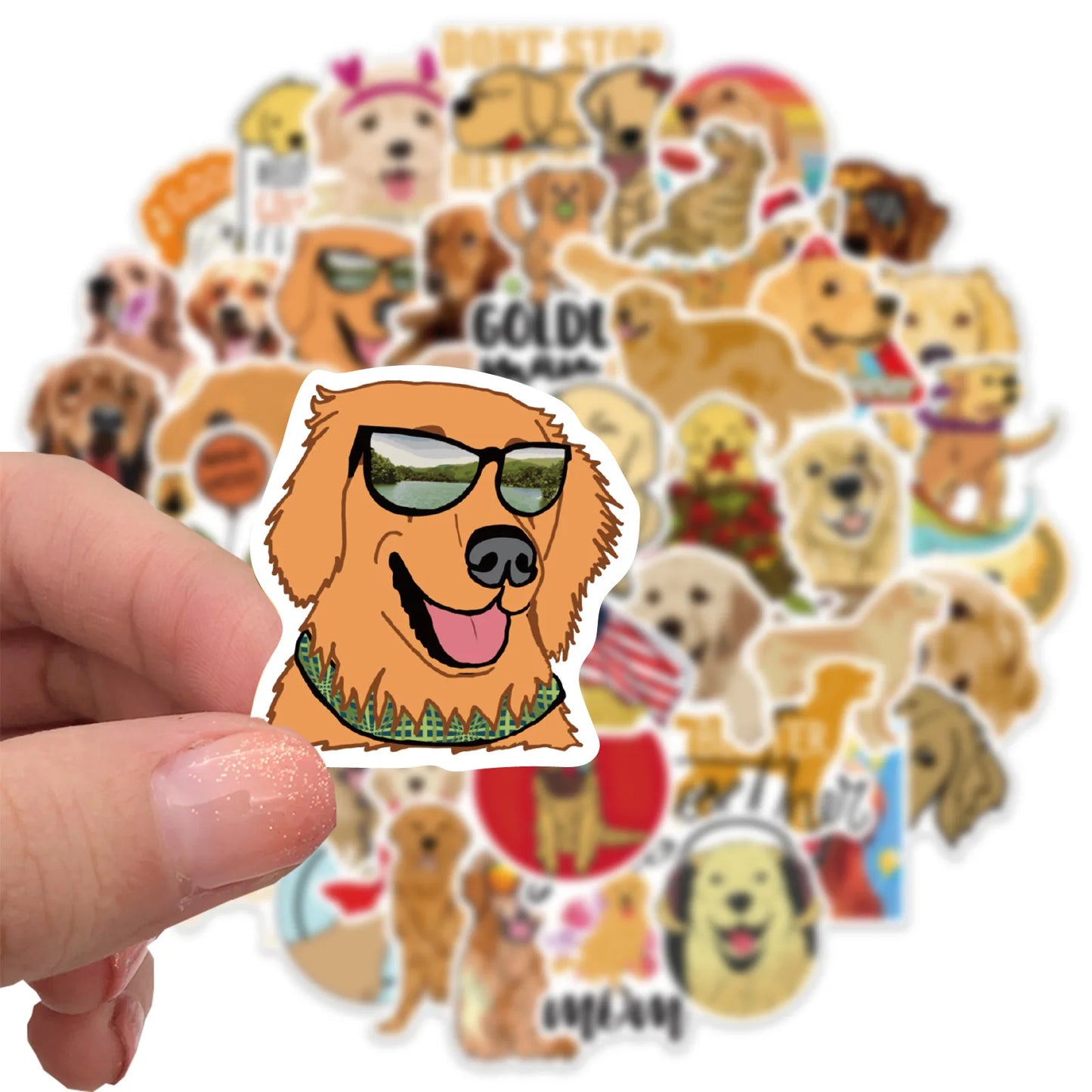 50pcs Cartoon Golden Retriever Stickers for Skateboard Computer Luggage Notebook Car Decal Children's Toys