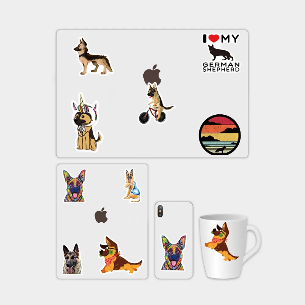 50PCS German Shepherd Graffiti Sticker Car Sticker Luggage Notebook Sticker Trolley Case Waterproof Sticker
