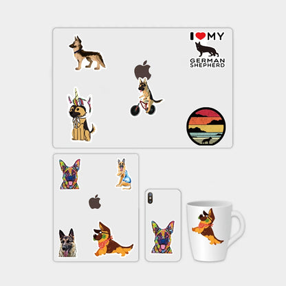 50PCS German Shepherd Graffiti Sticker Car Sticker Luggage Notebook Sticker Trolley Case Waterproof Sticker