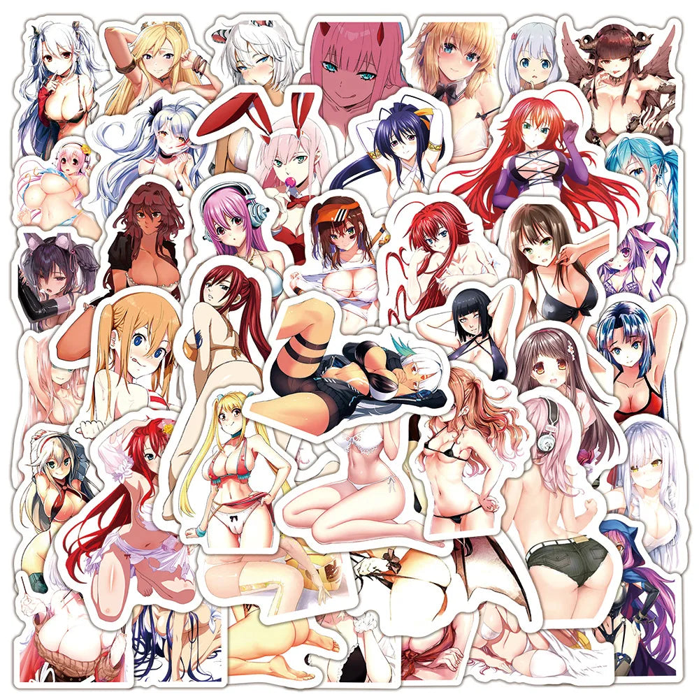 50PCS Anime Two-dimensional Sexy Girl Sticker DIY Laptop Skateboard Mobile Phone Decoration Gift Toy Sticker