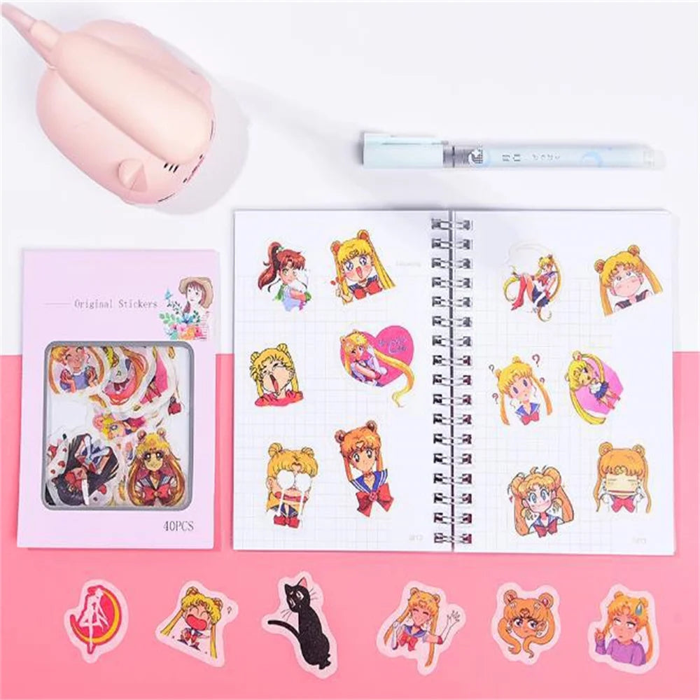 50PCS/ Anime Moonlight Beautiful Girl Laptop Guitar Motorcycle Luggage Skateboard Bike Waterproof Sticker