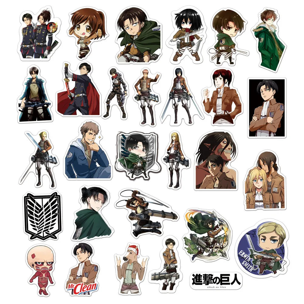 50pcs Japanese Animation Attack Giant Graffiti Waterproof Sticker Notebook Refrigerator Water Cup