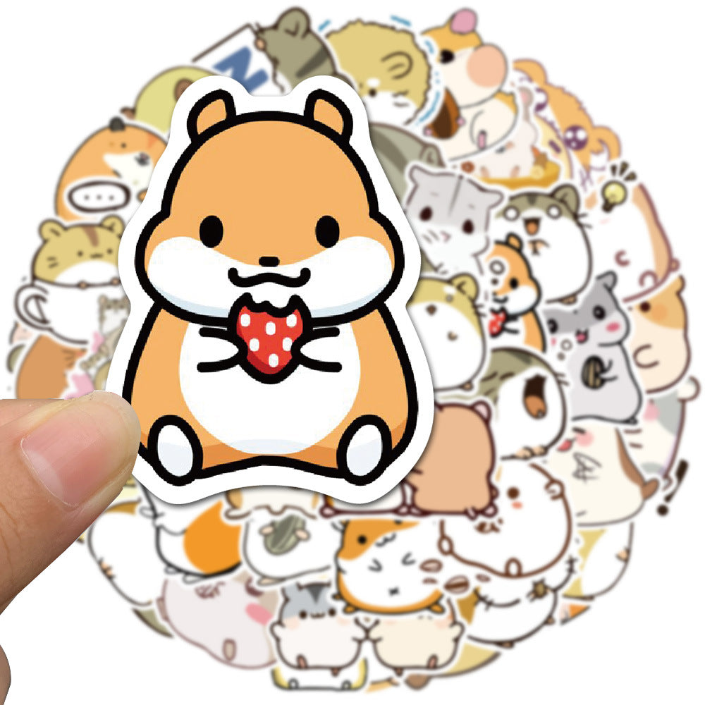 50PCS Cute Hamster Doodle Stickers, Cartoon Pet Rodent Vinyl Decals for Planners, Laptops, and Water Bottles