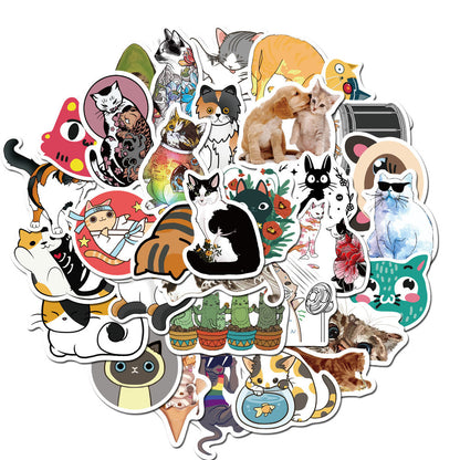 50PCS Cartoon Cute Pet Cat Doodle Stickers, Adorable Feline Vinyl Decals for Scrapbooking, Phone Case, Laptop, Water Bottle & Cat Lover Gifts