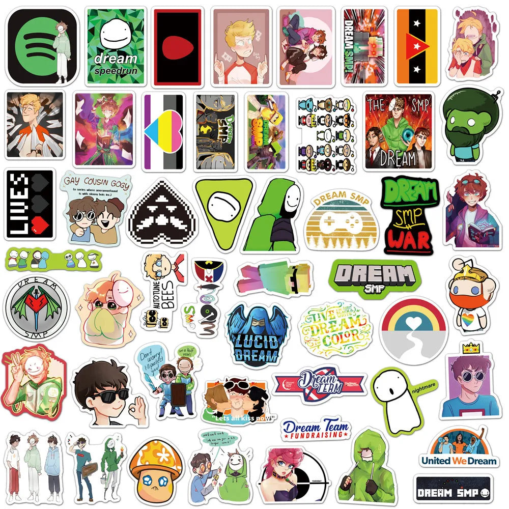 50 pieces of dreamy Smp hot and cute graffiti stickers, personalized and creative decorative stickers, DIY luggage, guitar, refrigerator, helmet and fashionable toy stickers