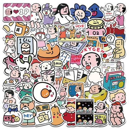50PCS Art Illustration Popular Creative Cartoon Oxygen Lab Series Decorative Style Graffiti Stickers Personalised Fashion Creative DIY Exquisite Decorative Decals Suitable For Cups, Helmets, Skateboards Popular Stickers Toys