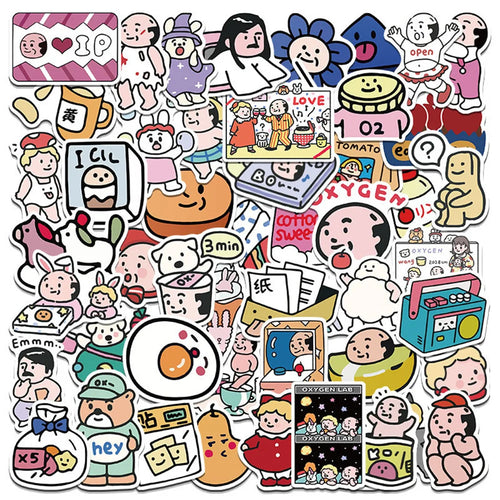 50PCS Art Illustration Popular Creative Cartoon Oxygen Lab Series Decorative Style Graffiti Stickers Personalised Fashion Creative DIY Exquisite Decorative Decals Suitable For Cups, Helmets, Skateboards Popular Stickers Toys