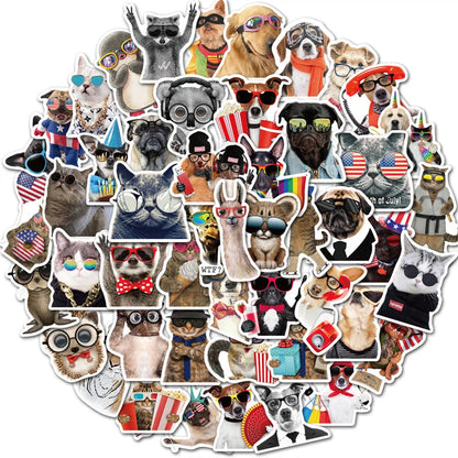 50PCS of cute animal dog series graffiti stickers, personalized DIY suitcase, diary book, skateboard, phone case, laptop decoration, waterproof sticker toys
