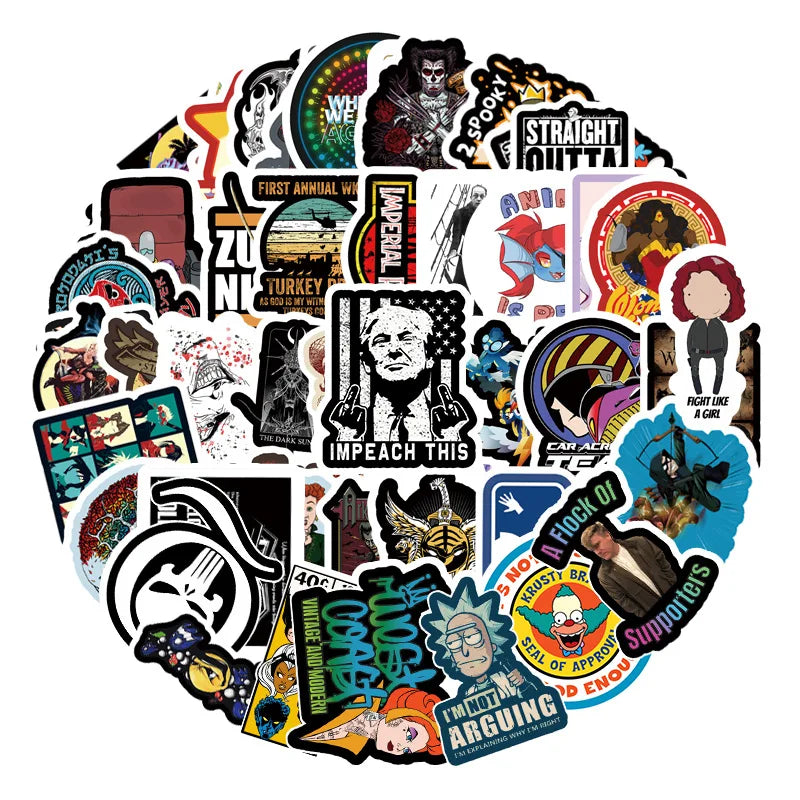 50PCS Trend Personality Graffiti Notebook Guitar Bike Skateboard Gift Toy Waterproof Cartoon Sticker