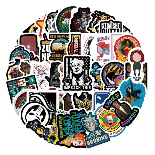 50PCS Trend Personality Graffiti Notebook Guitar Bike Skateboard Gift Toy Waterproof Cartoon Sticker