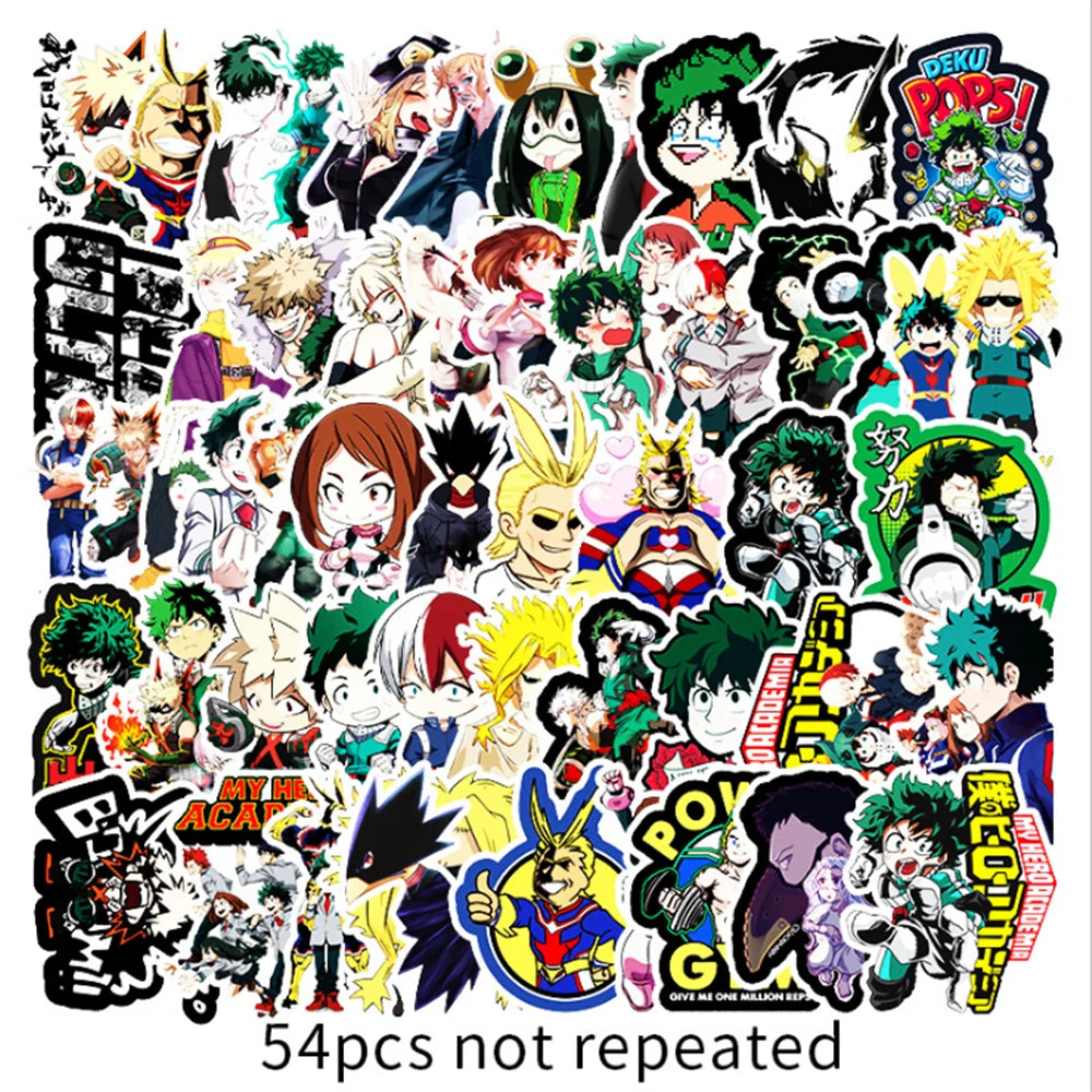 50PCS cartoon and anime Japanese manga Hero Academy character decorative style graffiti stickers, personalized fashion and creative trend DIY exquisite decorative decal cups, helmets, skateboard popular sticker toys