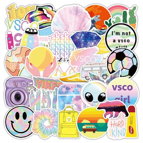 50PCS  CartoonColorful Pop Smiley Water Cup Graffiti Diary Guitar Skateboard Decoration Waterproof Stickers
