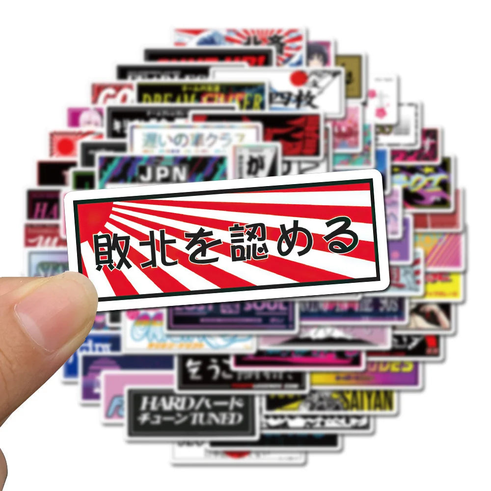 50PCS Racing Jdm Hand Account Stickers Notebook Luggage Mobile Phone Decoration Graffiti Waterproof Stickers